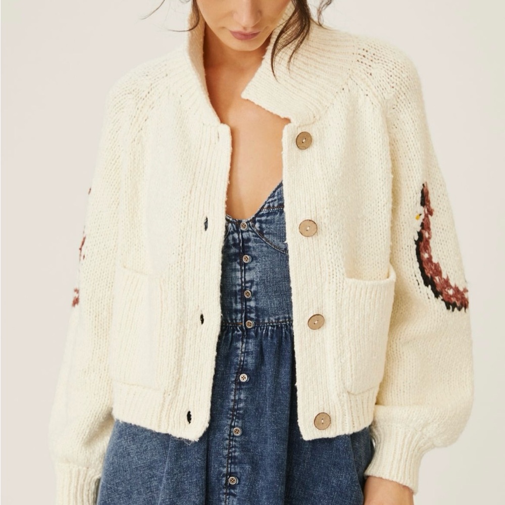 Anthropologie cream sweater with horse!